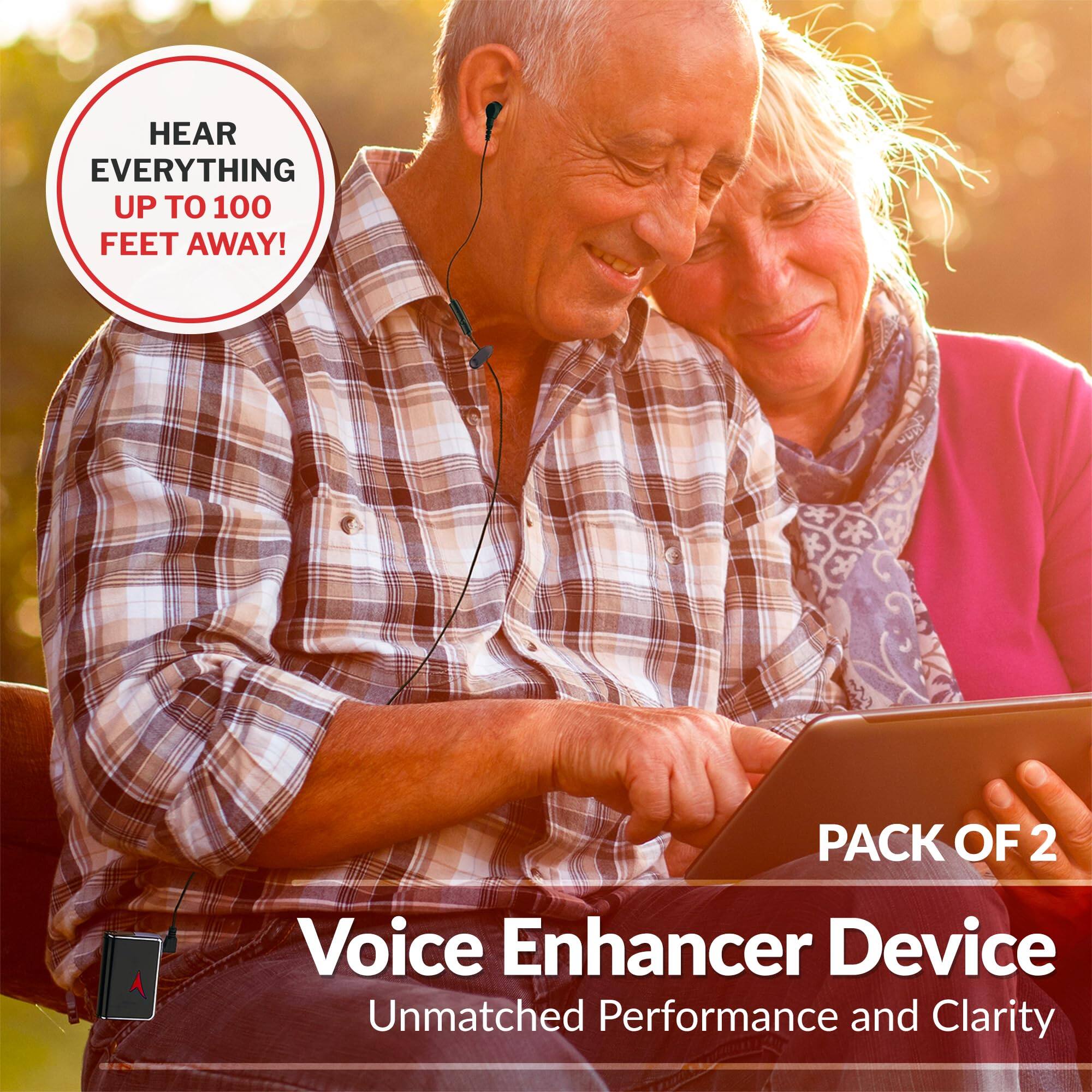 HEAR EVERYTHING UP TO 100 FEET AWAY!

PACK OF 2

Voice Enhancer Device

Unmatched Performance and Clarity