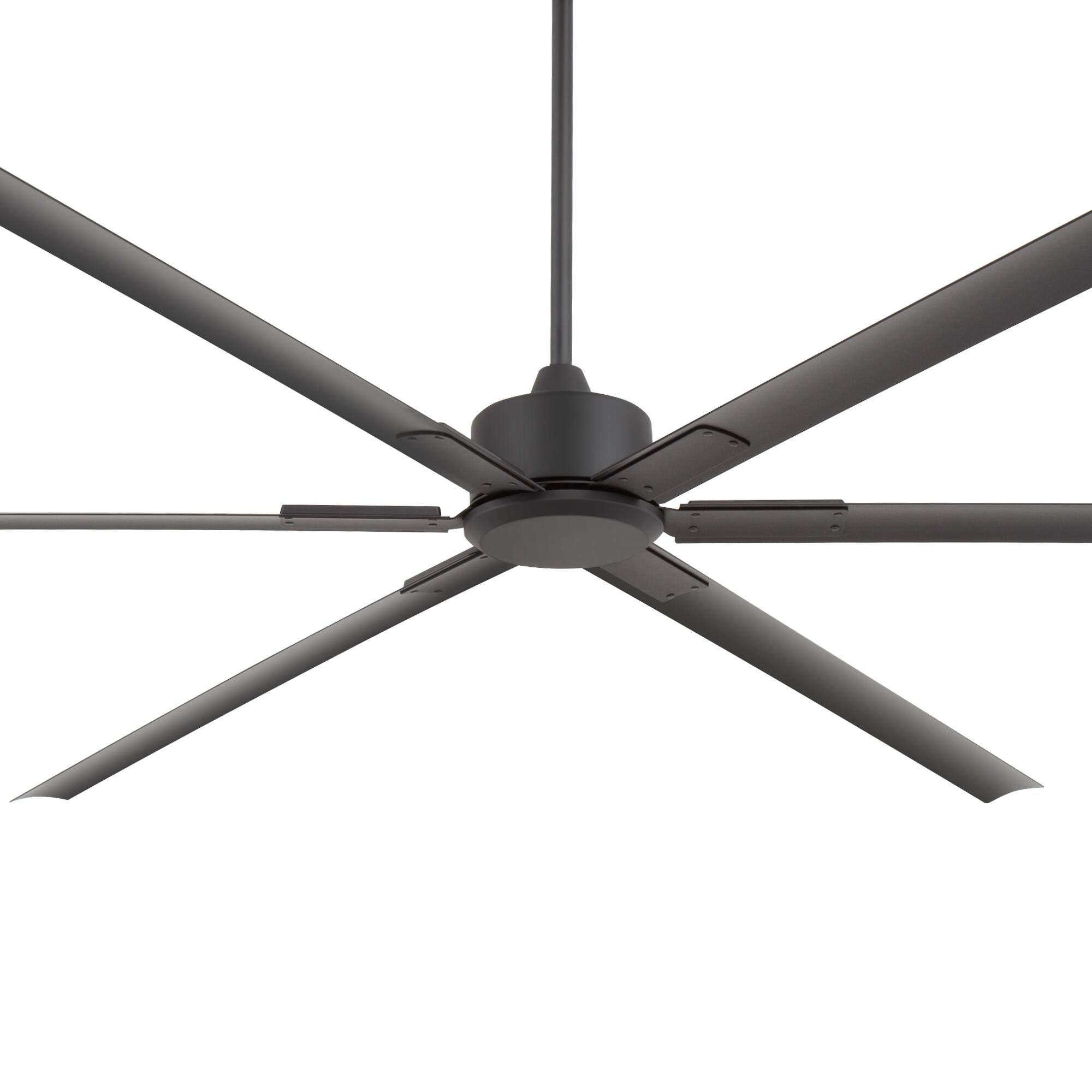 Alt View 8. Breezary - 120/144 Inch 12ft HVLS Industrial Ceiling Fan, DC Motor, Aluminum Blades, Downrod Mount, High Airflow, Commercial Grade - 120-in Black (6-Blade).