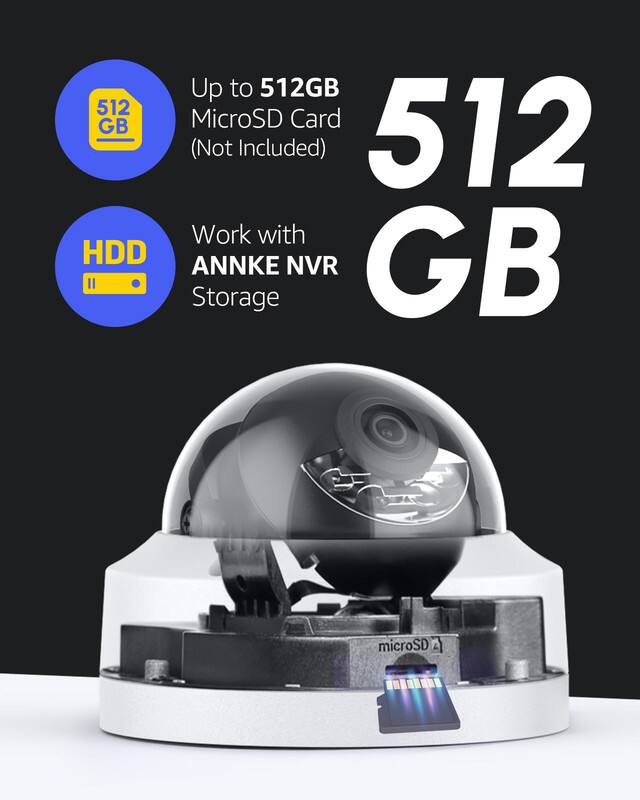Up to 512GB MicroSD Card (Not Included)

Work with HDD ANKE NVR Storage