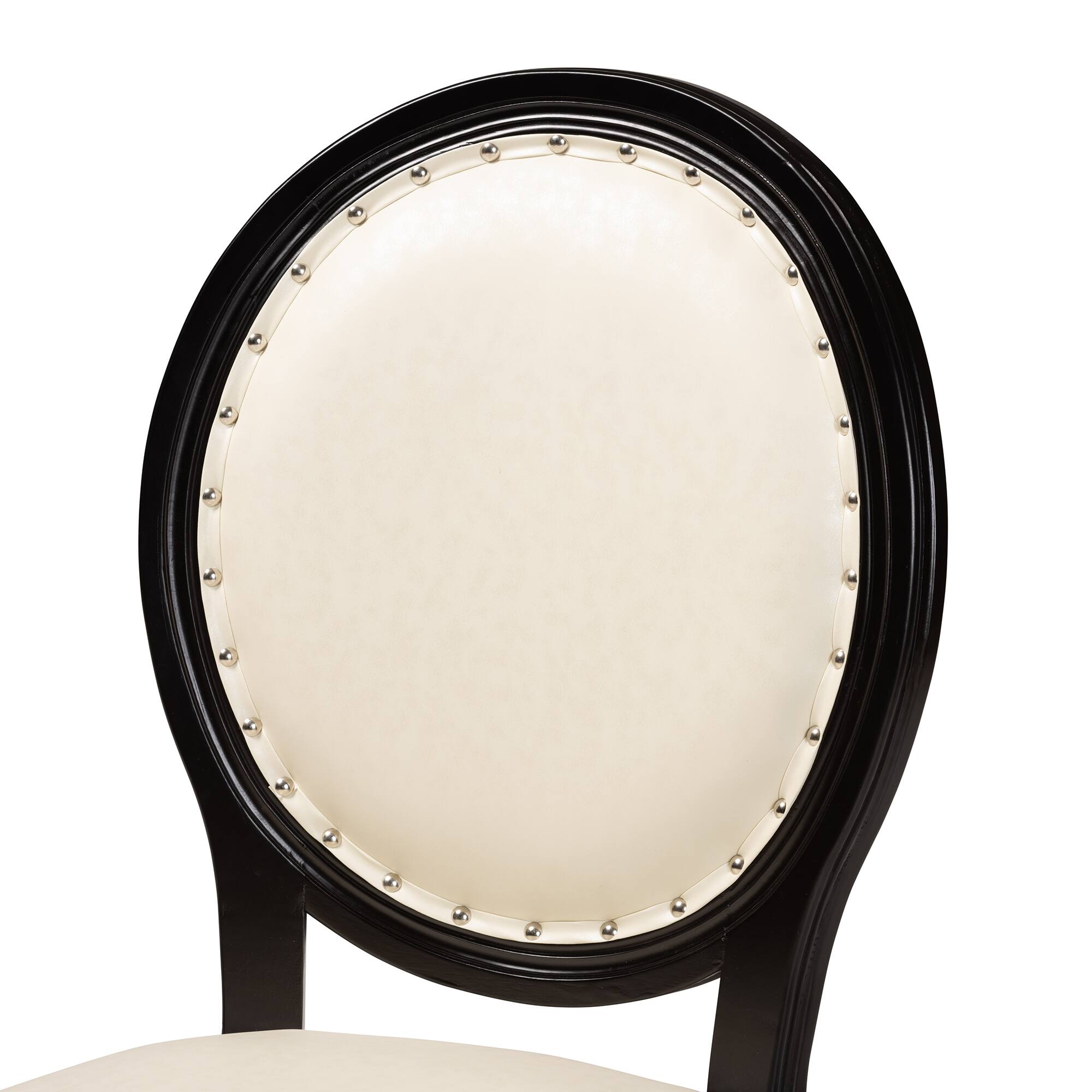 Back. Baxton Studio - Louis Traditional Faux Leather Upholstered and Finished Wood 2-Piece Dining Chair Set - Beige/Black.