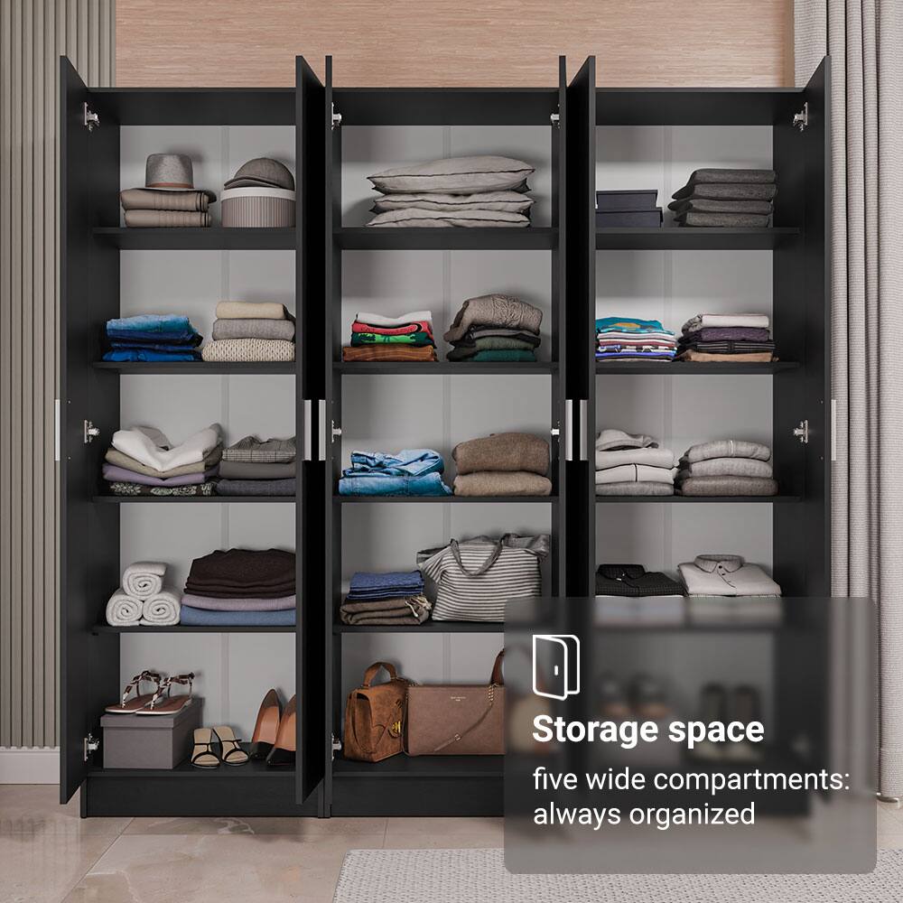 Storage space  
five wide compartments:  
always organized