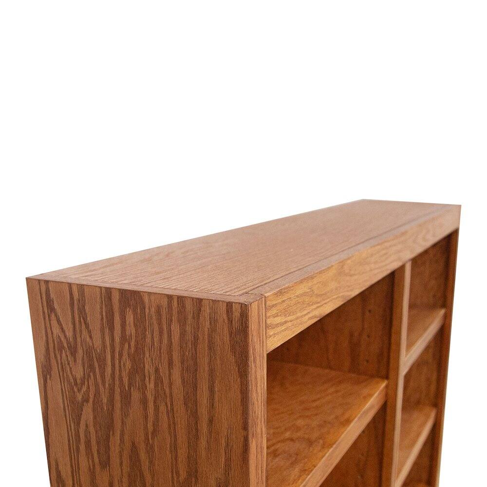 Left. Concepts in Wood - Double Wide Bookcase 6 Shelves Dry Oak Finish - Brown.