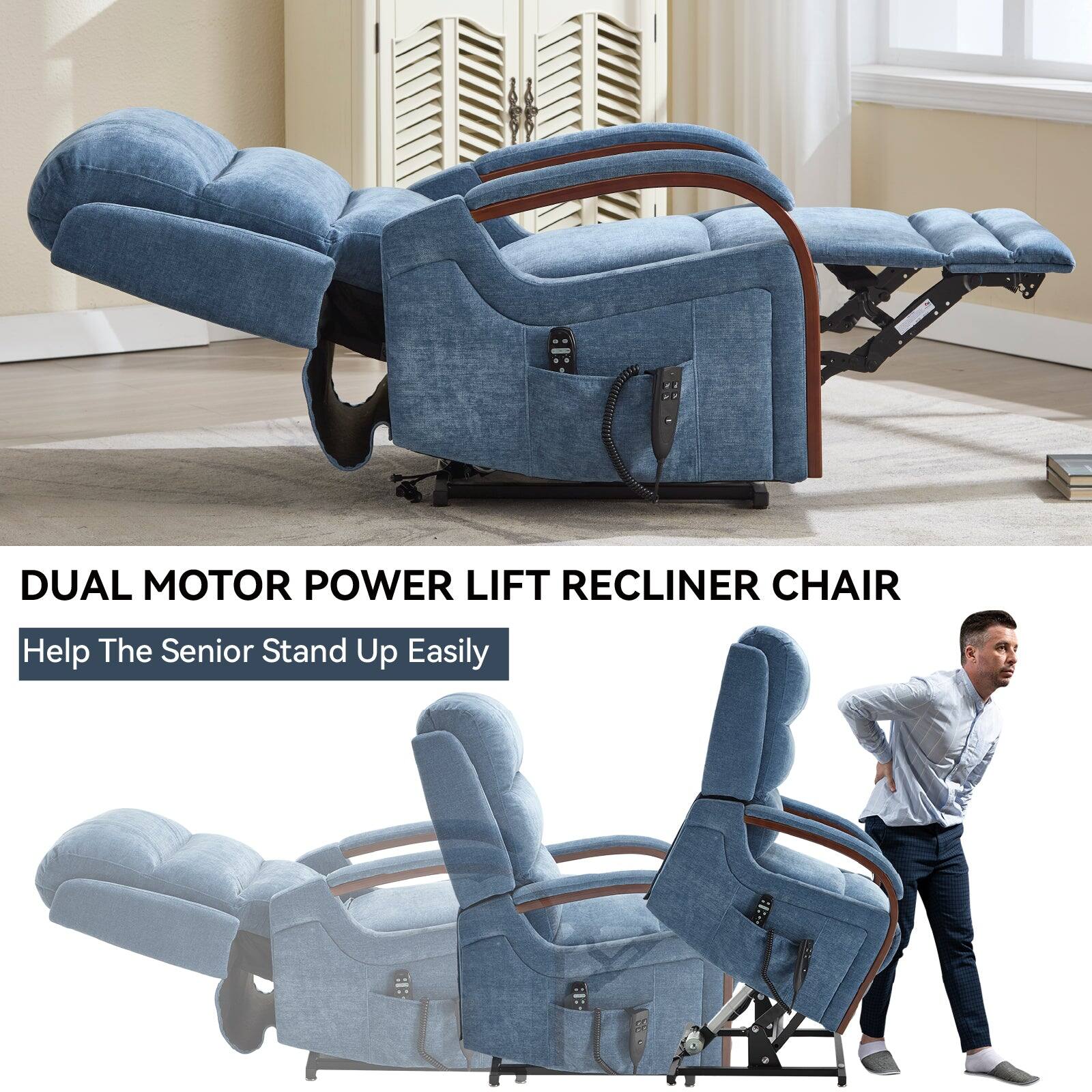DUAL MOTOR POWER LIFT RECLINER CHAIR  
Help The Senior Stand Up Easily