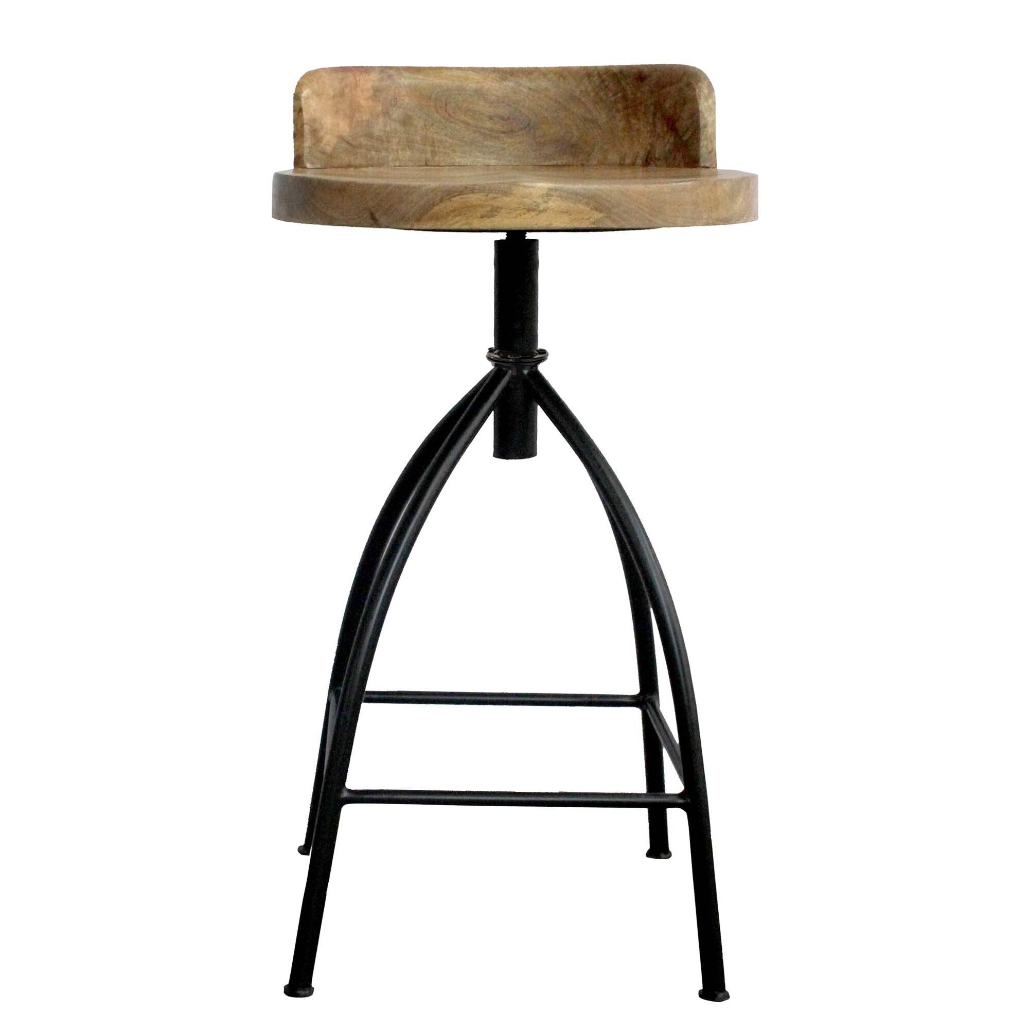 Left. Manhattan Lane - Pia 25-31 Inch Industrial Style Counter Height Stool with Adjustable Swivel Seat - Brown and Black.