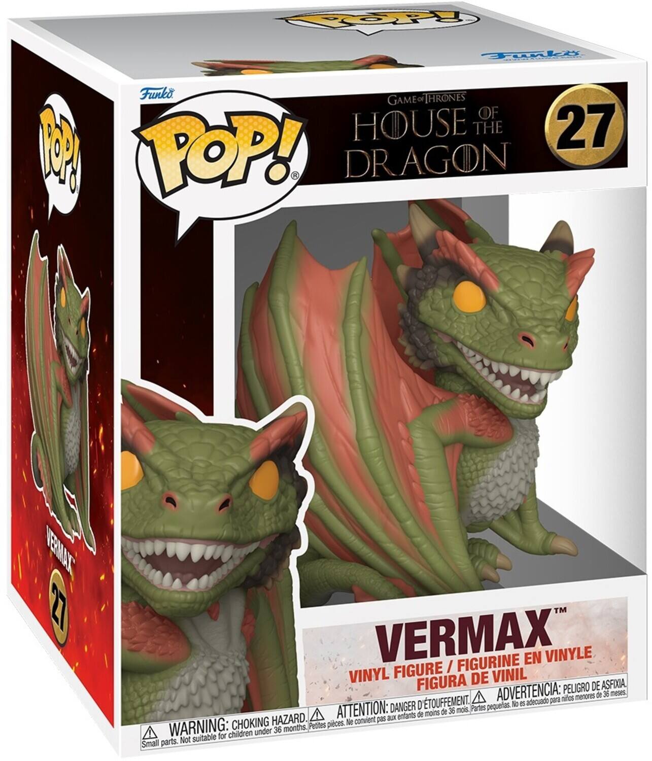 POP! Funko GAME OF THRONES OF HOUSE THE DRAGON 27 PM POP! DRAGON YEMAL 2 TM VERMAX" FIGURINE EN VINYLE FIGURE / VINYL FIGURA DE VINIL PELIGRO DE ASFIXIA ETOUFFEMENT. ADVERTENCIA: adecuado para nios menores de 36 meses D pequeas. No e ATTENTION: DANGER d'etouffement Partes aux enfants de CHOKING HAZARD. Pettes pices. Ne convient pas WARNING: choking hazard. Small parts. Not suitable for children under 36 months.