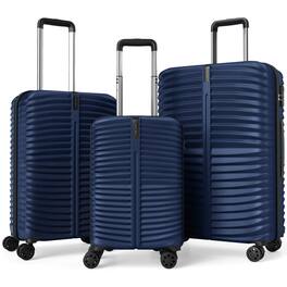 Costway - 3PCS Hardside Luggage Set (20/24/28 Inch) with 8-Spinner Wheels, 3-Digital Lock - Navy