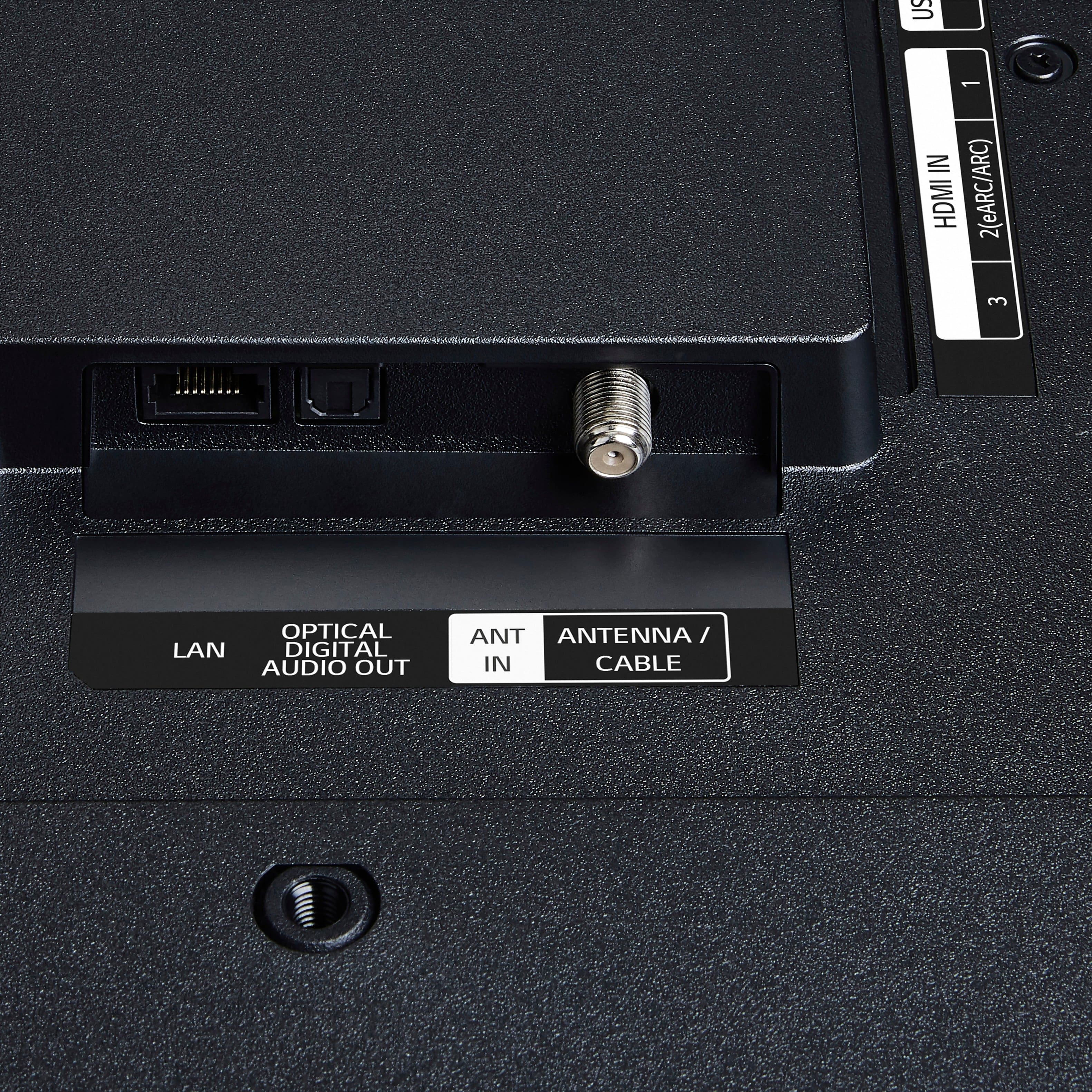 The text on the image is grouped as follows:
1. US 1 IN HDMI 2 (eARC/ARC) 3 OPTICAL LAN DIGITAL AUDIO OUT ANT ANTENNA/IN CABLE