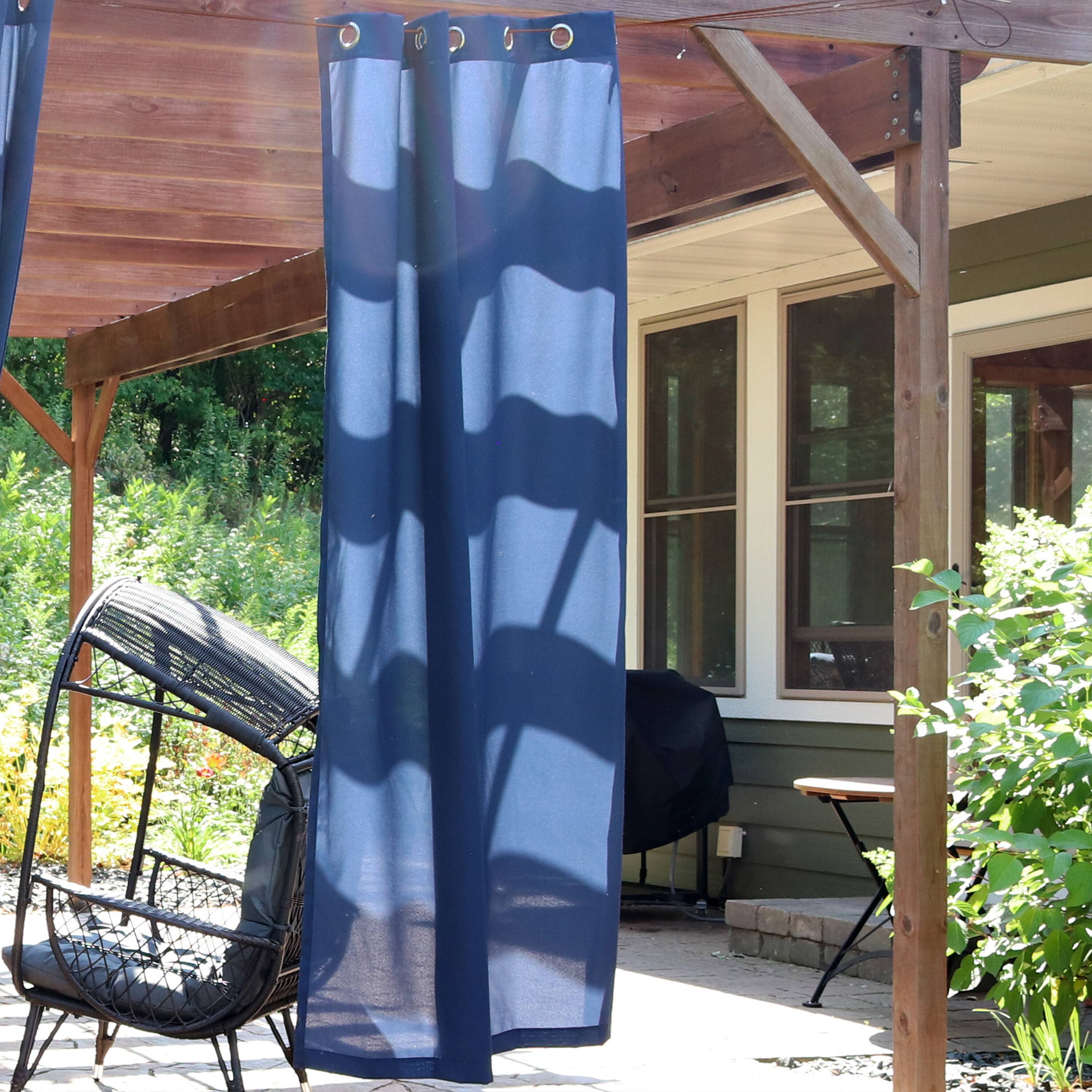 Alt View 1. Sunnydaze - Modern Outdoor Curtain Panel - 52 in x 96 in - Blue.