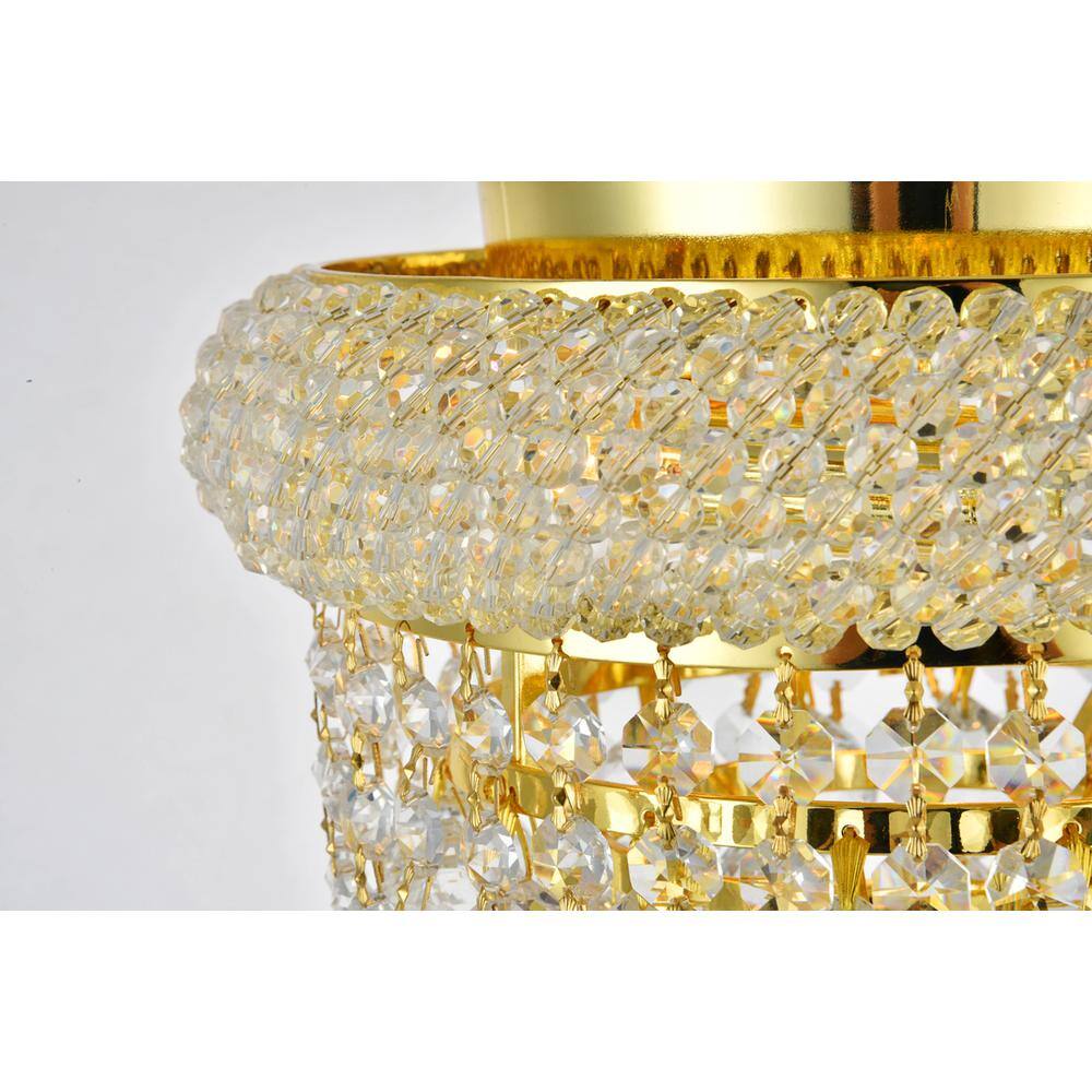 Back. Elegant Lighting - Primo 3 light Gold Flush Mount Clear Royal Cut Crystal - Gold.