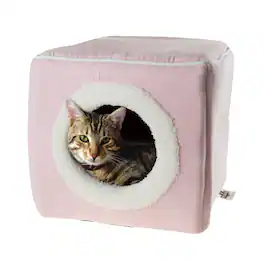 PetMaker - Cat House Indoor Bed with Removable Foam Cushion Cat Cave for Puppies, Rabbits, Guinea Pigs, and Other Small Animals - Pink