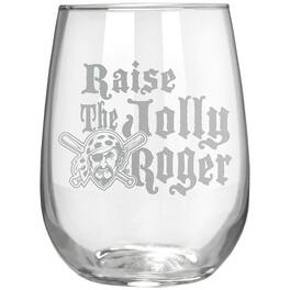 Great American Products - Pittsburgh Pirates Etched 17oz. Rally Cry Stemless Wine Glass - Multicolor