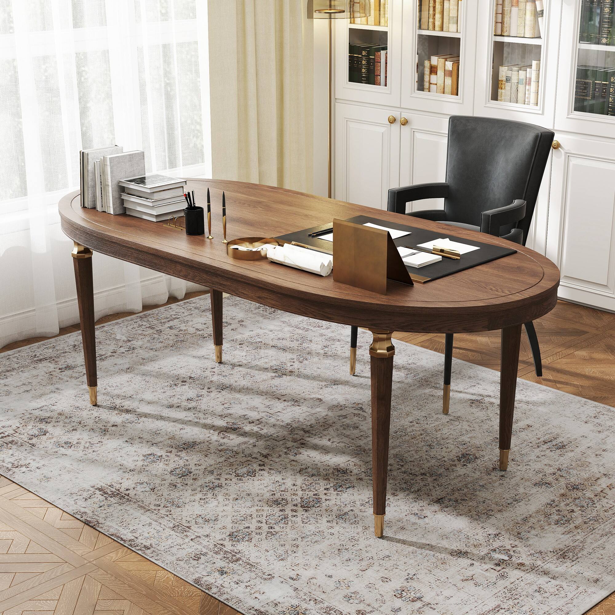 Alt View 8. Homcom - Area Rug 5x7, Machine Washable Non-Slip Traditional Floor Cover, Light Mixed-Brown - Light Mixed Brown.