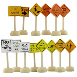 Vulpecula Spade - Toy Wooden Road Construction Traffic Sign Set; Street Signs Small Toy Cars and Other Diecast Vehicles & Wood Cars & Toys