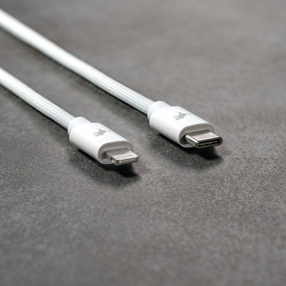 Alt View 6. Nimble - Powerknit USB-C to Lightning Cable 2M/6.5 FT MFi Certified Fast Charging for iPhone 14–6, iPad & AirPods, Durable Cord - White.