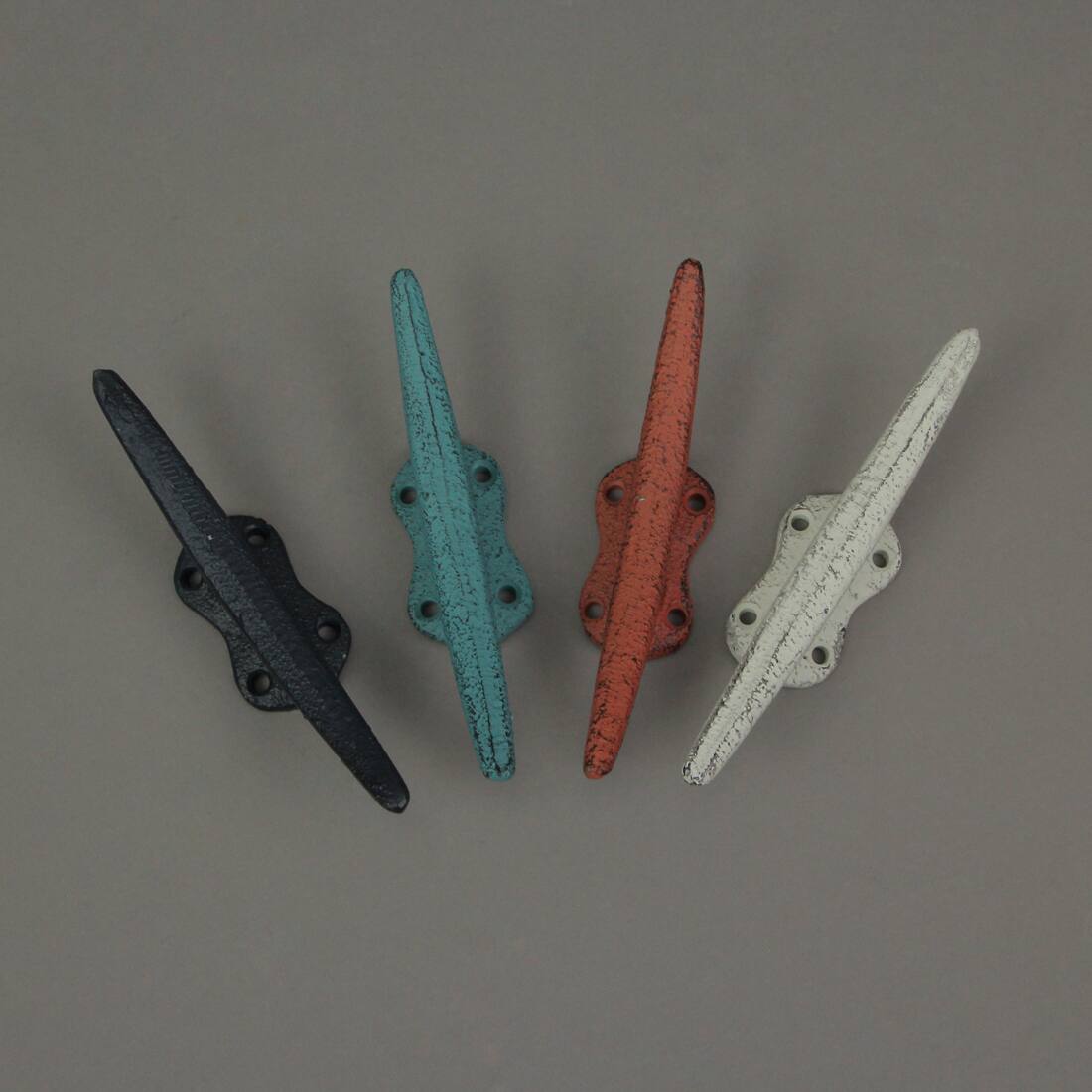 Alt View 4. Zeckos - Set of 4 Colorful Coral Coastal Cast Iron Cleat Wall Hooks/Drawer Pulls Decor - Coral.