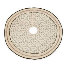 BreeBe - Pine and Pinecone Print Tree Skirt 48"D - Gold, Beige