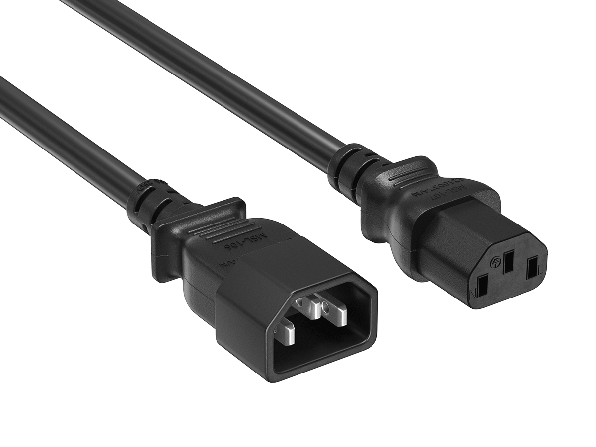 Cable Leader - Power Extension Cord, IEC C13 to C14 Heavy-Duty, 16 AWG 13A 250V for PDU, UPS, Server Rack, Monitor - Black