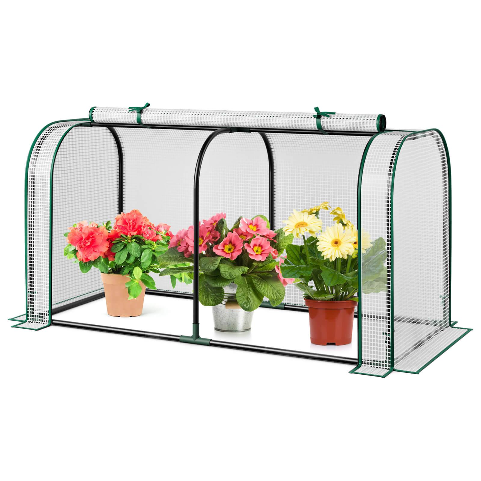 Costway - Portable Mini Greenhouse 47" x 22" x 24" Outdoor Indoor Tunnel Greenhouse - White