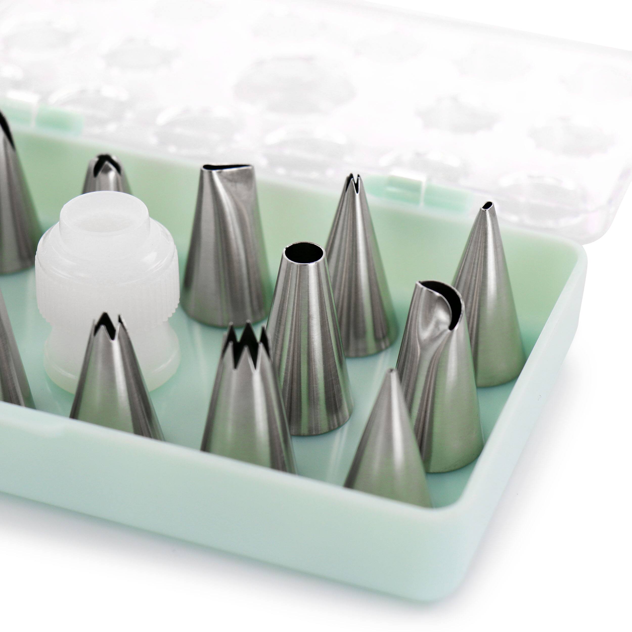 Alt View 5. Martha Stewart - Martha Stewart 16 Piece Stainless Steel Assorted Cake Decorating Nozzles - Silver, Mint.