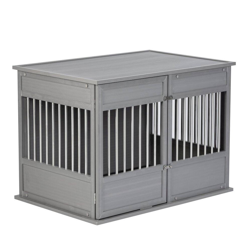 Left. New Age Pet - New Age Pet ECOFLEX Horizon Dog Crate - Grey Large.