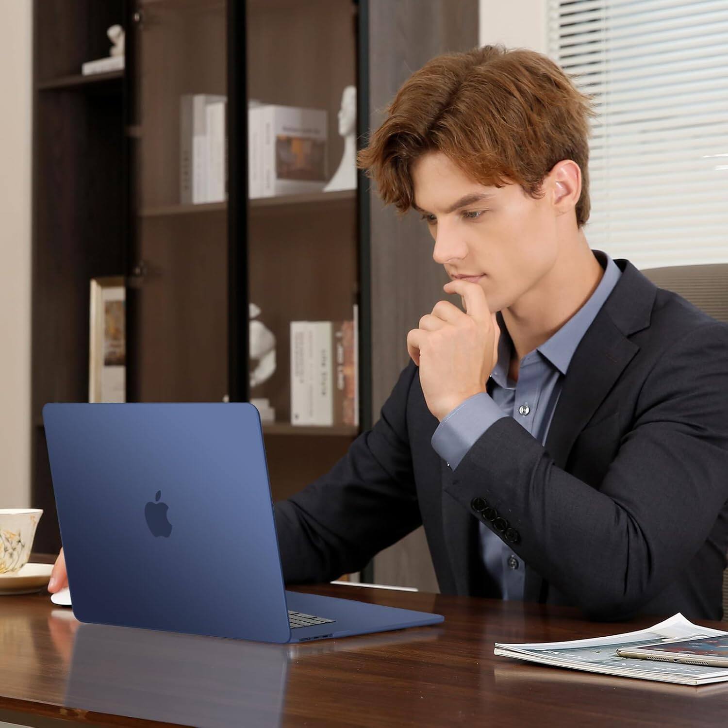 Alt View 2. mosiso - MacBook Air 15 inch Case for models A3448 A3241 A3114 A2941 (2023-2026) - Haze Blue.