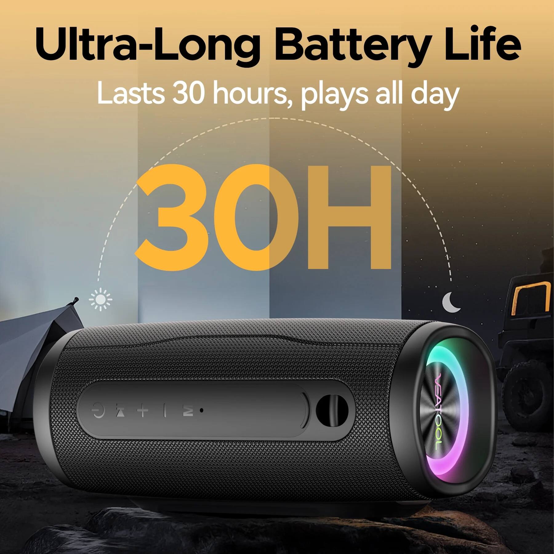 Ultra-Long Battery Life  
Lasts 30 hours, plays all day