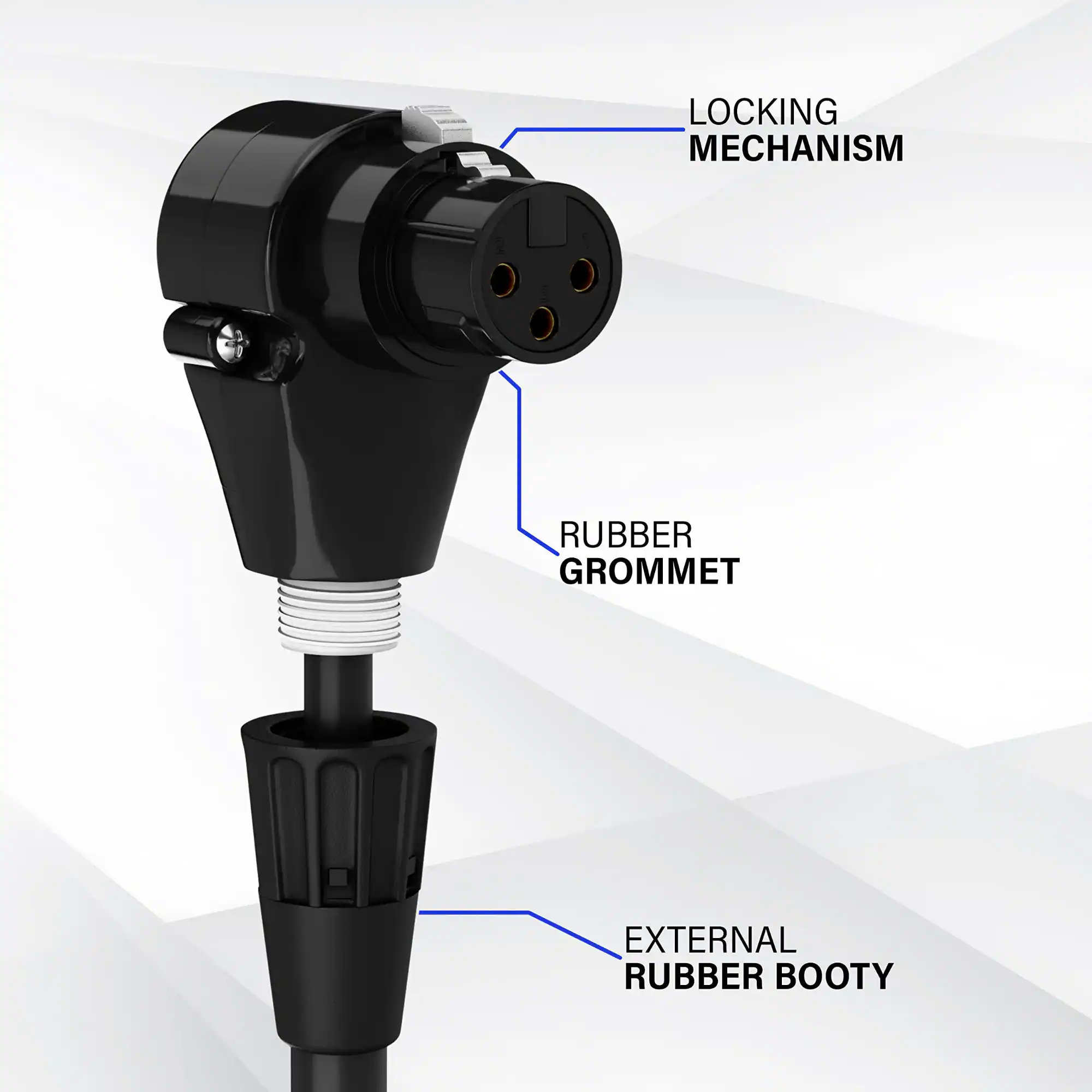LOCKING MECHANISM, RUBBER GROMMET, EXTERNAL RUBBER BOOTY
