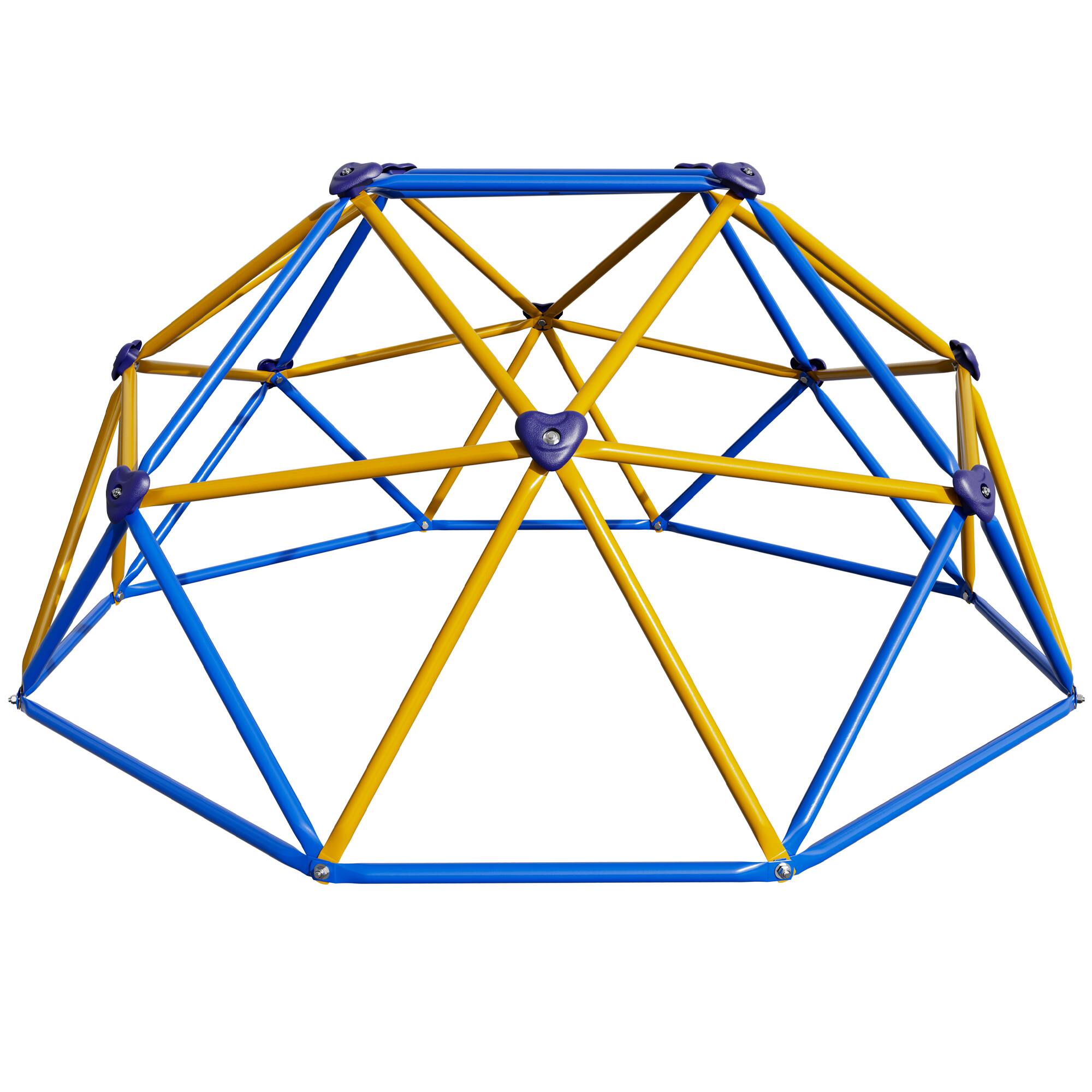 Angle. Brick Attic - 6FT Climbing Dome  for Kids 3+, 440LBS Anti Rust Steel Frame, 16 Non Slip Grips, Indoor Outdoor Backyard Jungle Gym.