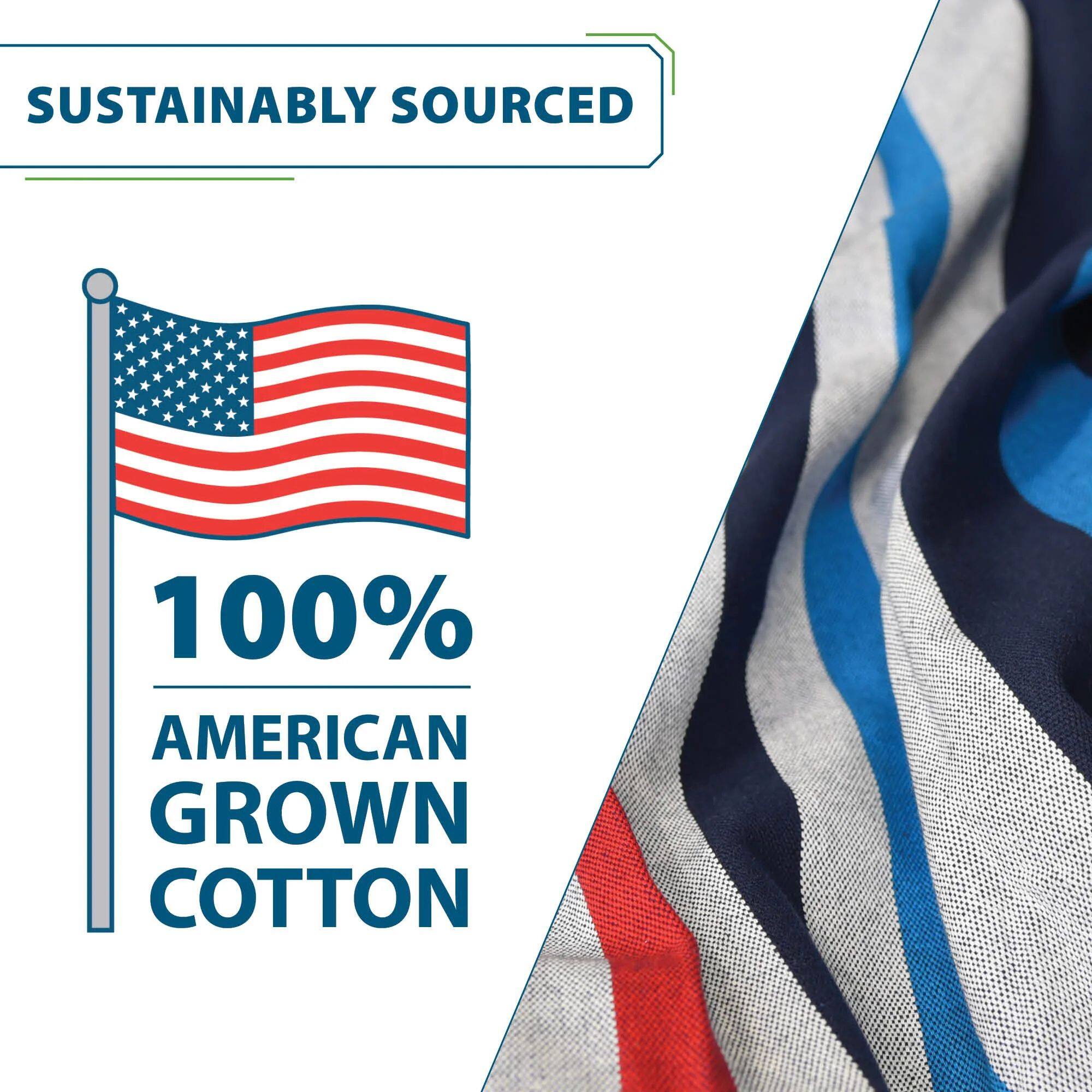 SUSTAINABLY SOURCED  
100% AMERICAN GROWN COTTON
