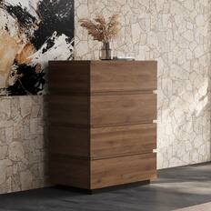 Front. luck idea - 21.65" Four-Drawer Storage Cabinet & Decorative Cabinet, Suitable for Multiple Scenarios - Walnut color.