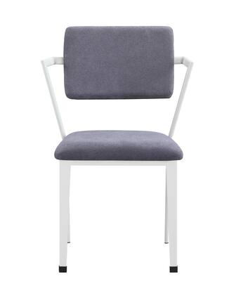 Front. Manhattan Lane - Metal Chair with Fabric Upholstery and Straight Legs - Gray and White.
