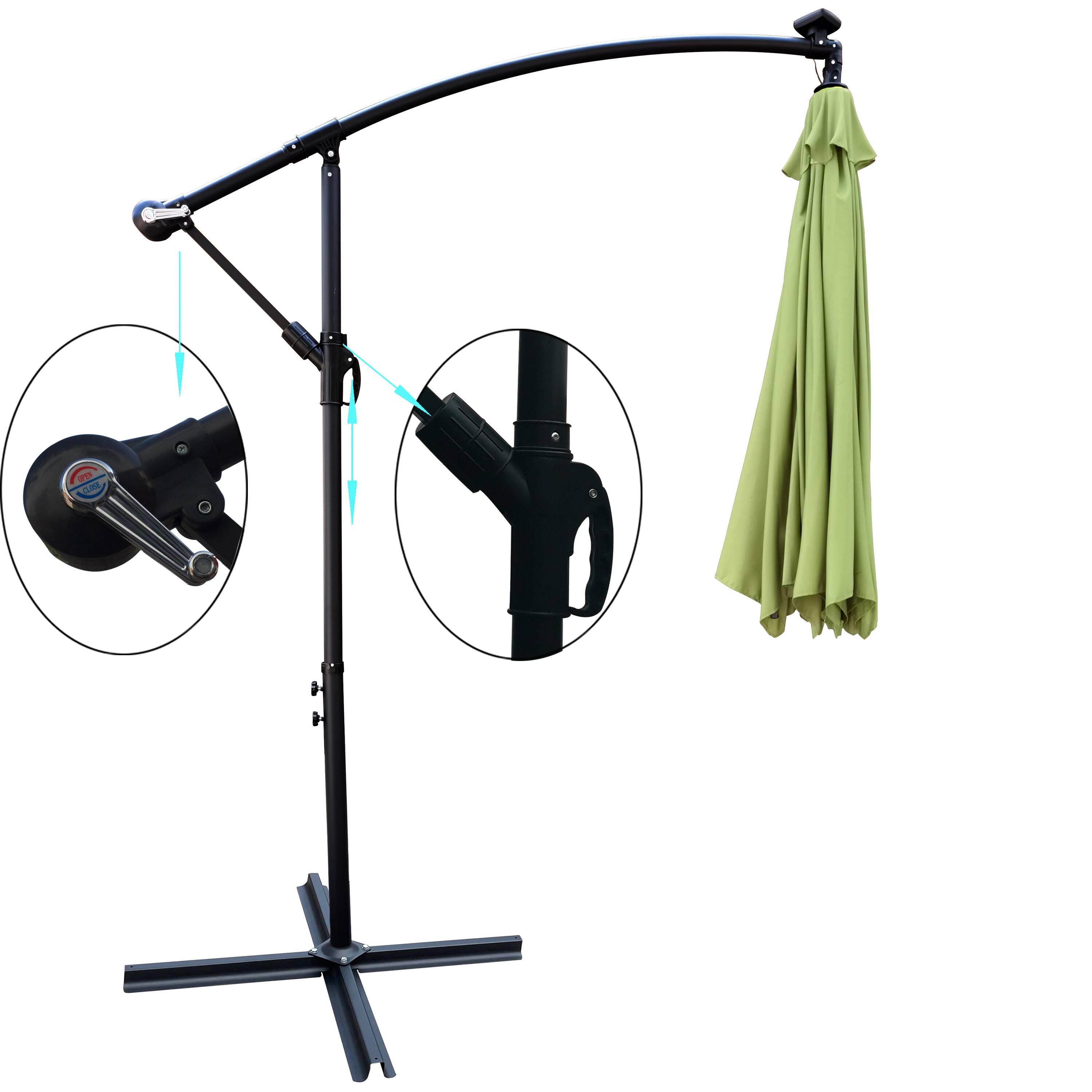 Alt View 4. Loheer - Loheer 10 ft Solar Powered LED Patio Umbrella with Crank and Cross Base Waterproof Sun Shade.