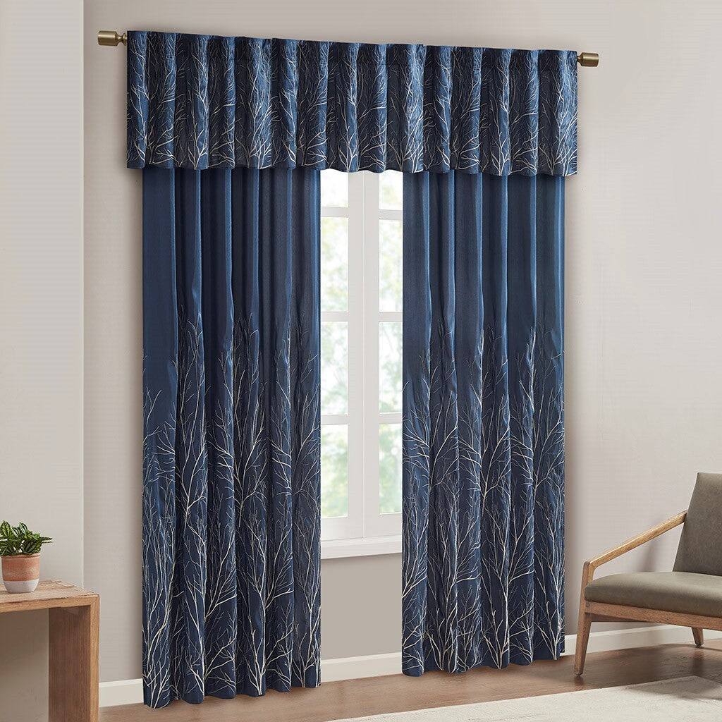 Angle. BreeBe - Curtain Panel(Only 1 Pc Panel) - White+Blue.