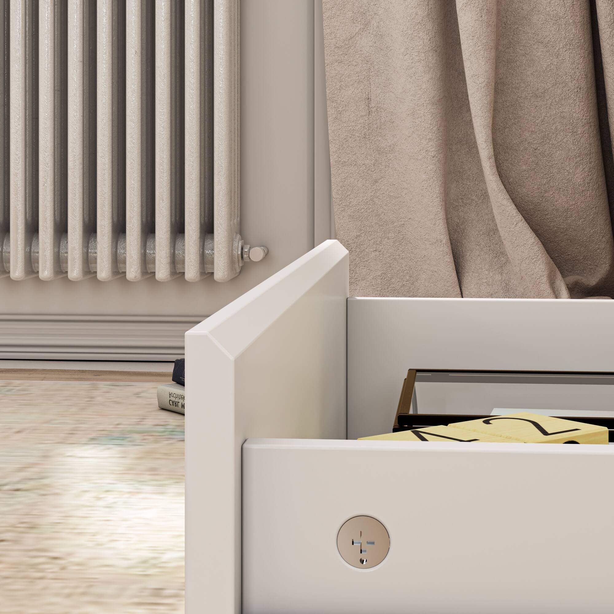 Alt View 7. Famapy - Famapy 9 - Drawer Dresser: Elevate Bedroom Storage with Timeless Design - White & Wooden.