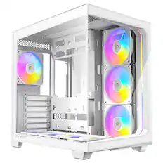 Front. Antec - C5 ARGB White, Mid-Tower ATX PC Case, 7×120mm ARGB PWM Fans Included, Supports Up to 10 Fans, 360mm Radiator Support - White.