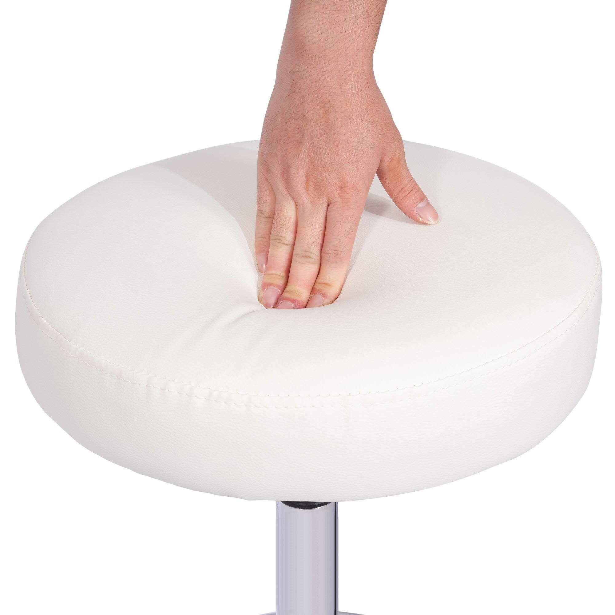 Alt View 1. Vecelo - Set Of 2 Adjustable Height Swivel Stool with Footrest - PU Leather Rolling Stool Salon Stools,330lb Capacity - White.