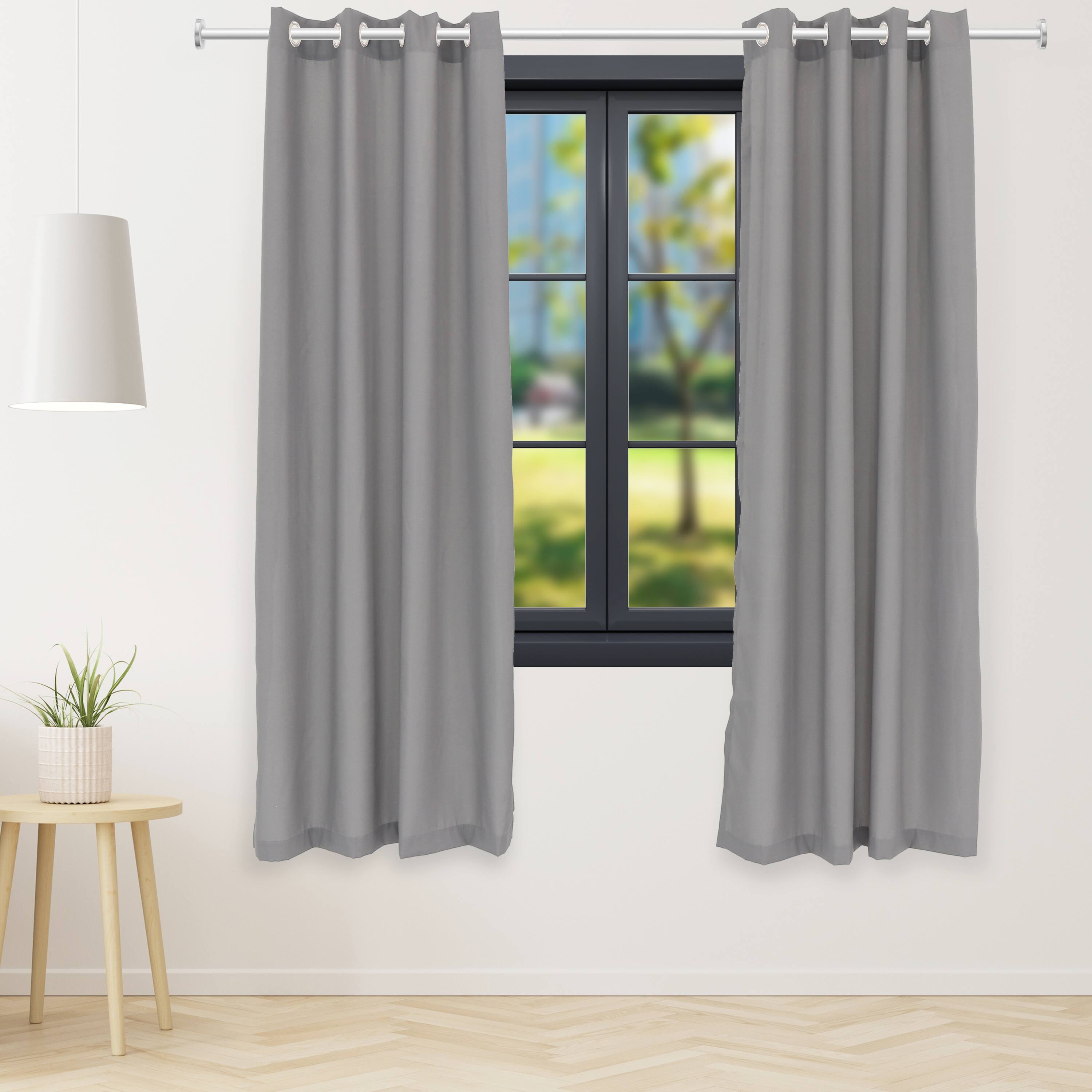 Alt View 4. Sunnydaze - Simple Outdoor Curtain Panel - 52 in x 84 in - Set of 2 - Gray.