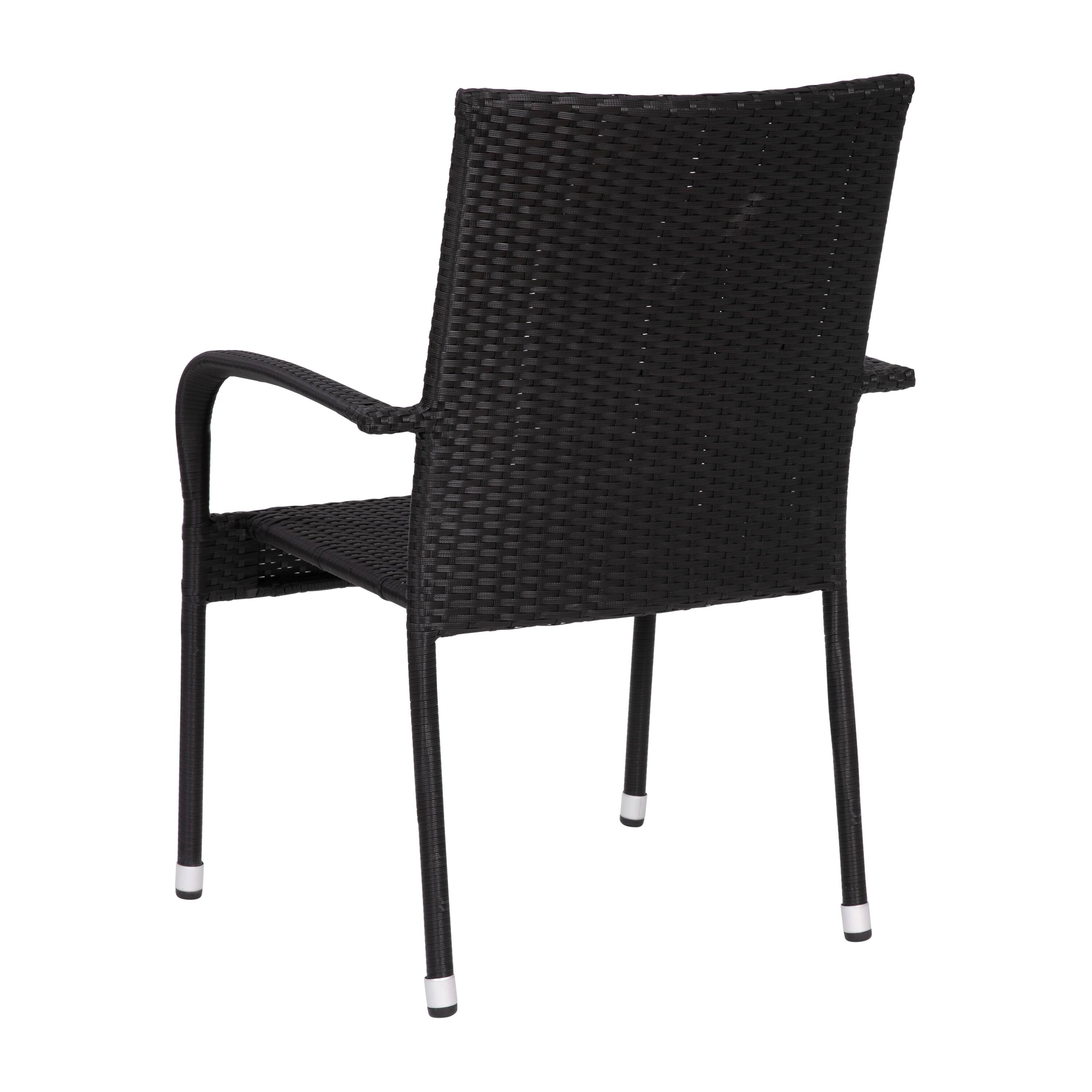 Alt View 8. Emma + Oliver - Sala Stacking All-Weather Wicker Wrapped Powder Coated Steel Patio Club Chairs for Indoor and Outdoor Use - Black.