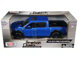2017 Ford F-150 Raptor Pickup Truck Medium Blue Metallic 1/24-1/27 Diecast Model Car by Motormax