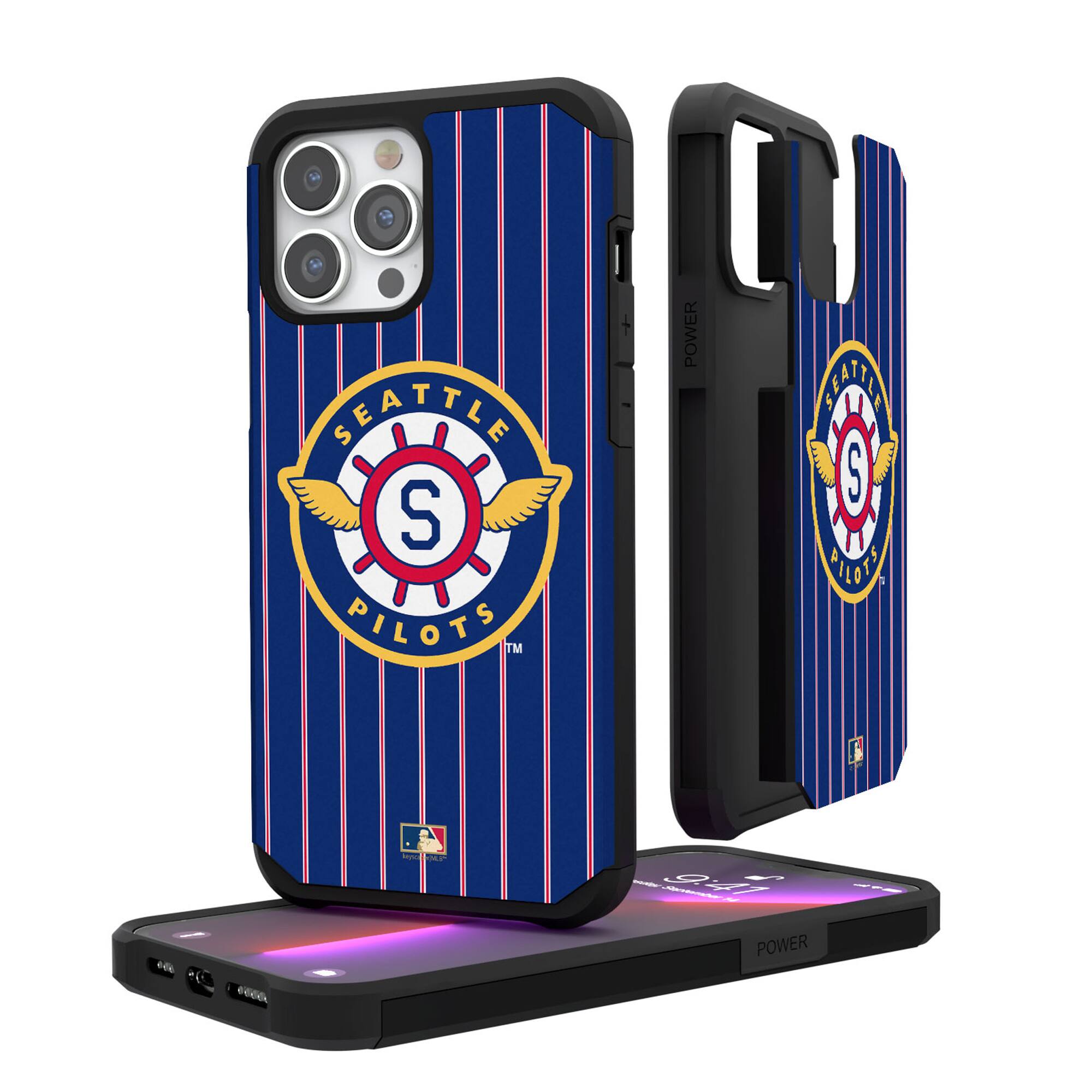 Keyscaper - Cooperstown Teams - Seattle Pilots - Seattle Mariners Pinstripe Cooperstown Design iPhone Rugged Case - 15 Pro - Multicolor price history on PriceWatchPro