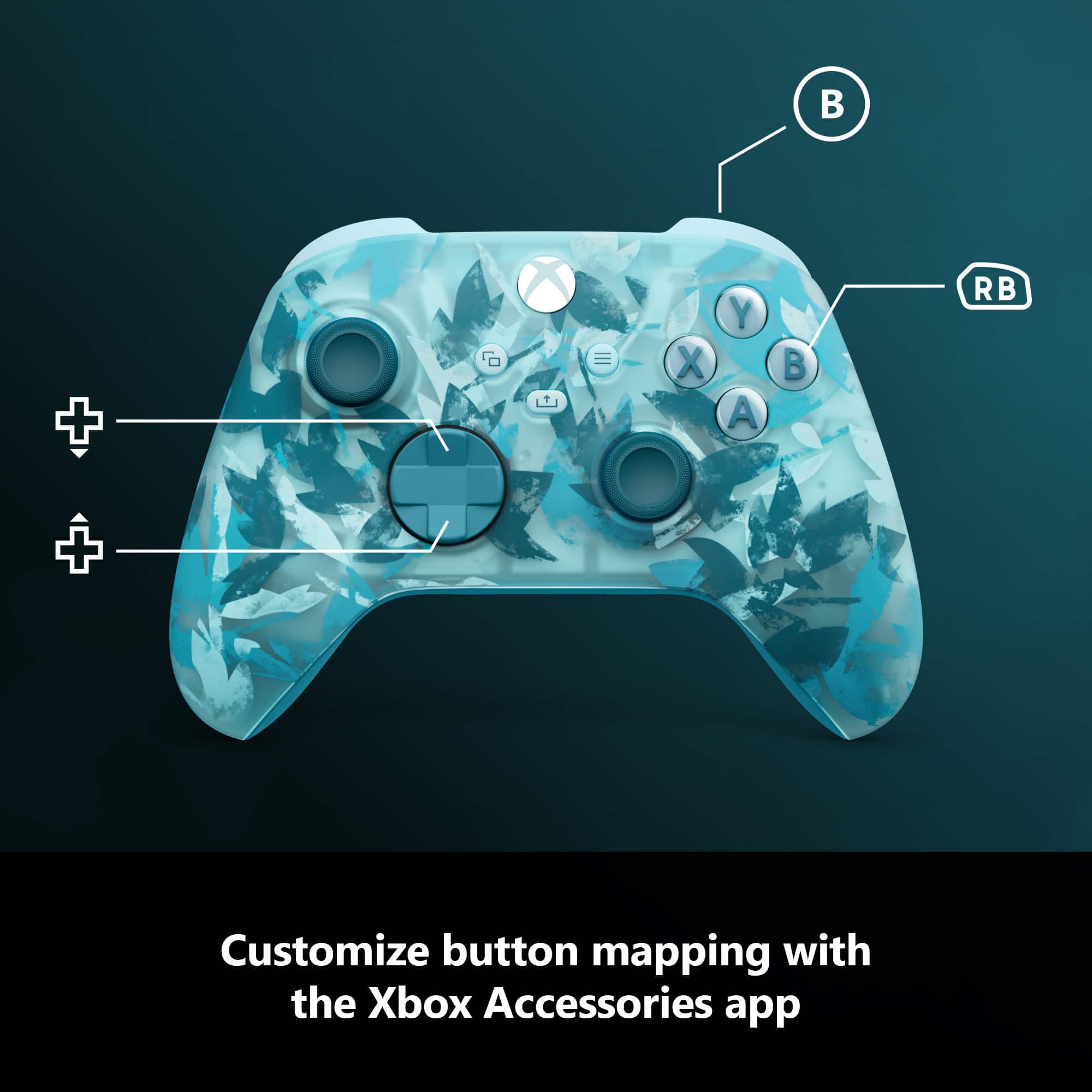Customize button mapping with the Xbox Accessories app
B + RB = X Y A