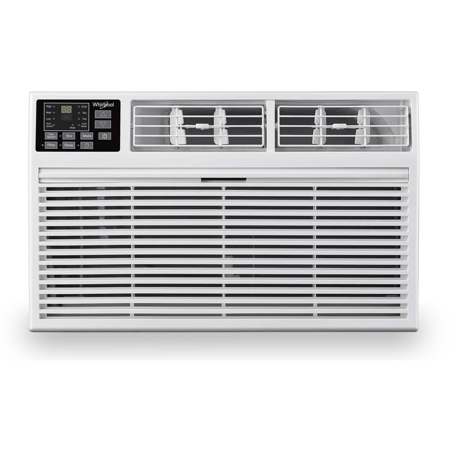 Front. Whirlpool - 350 Sq. Ft 8,000 BTU In Wall Air Conditioner with 4,200 BTU Heater - White.
