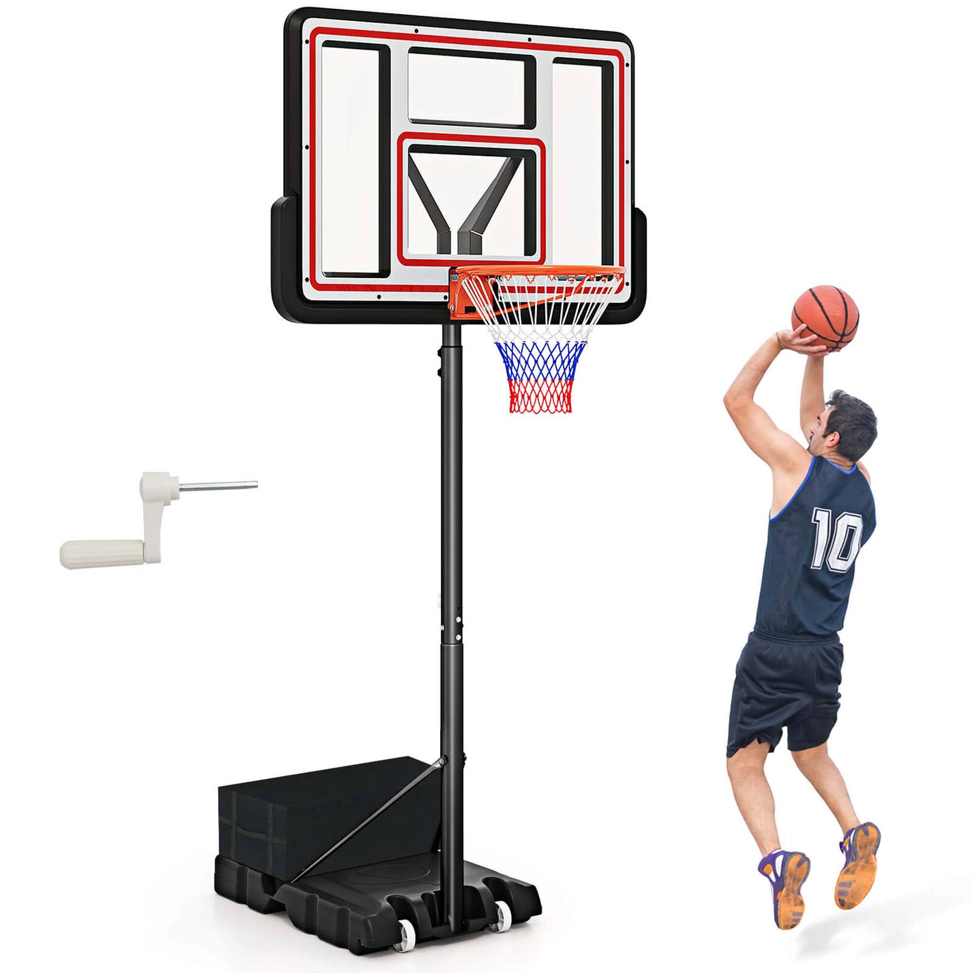 Front. Costway - Costway 7.4-10 FT Basketball Hoop Outdoor System with 44 Inch Shatterproof PC Backboard - Black.