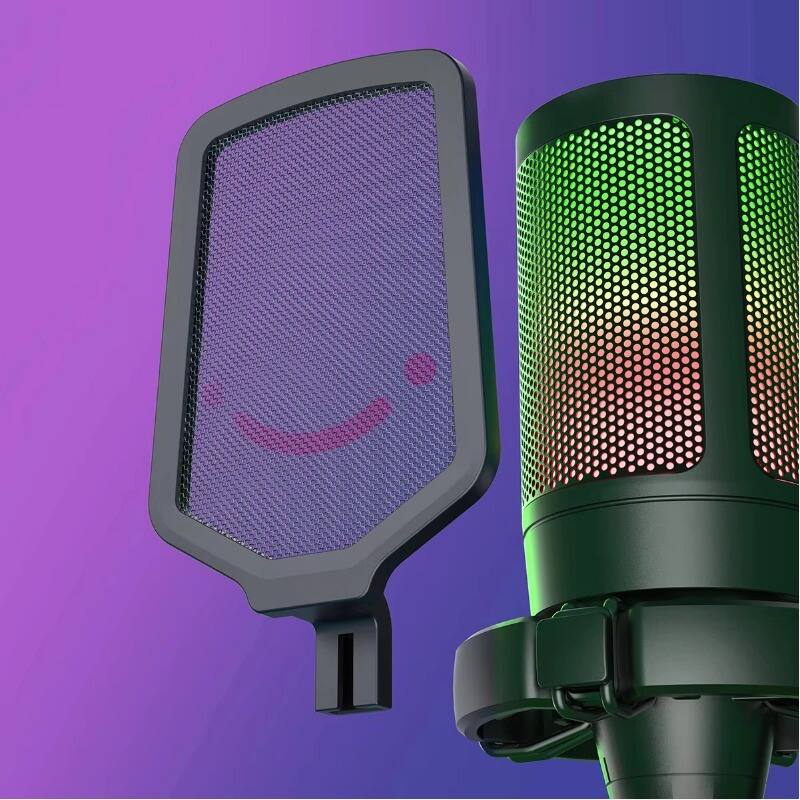Alt View 5. Cubilan - USB Gaming Microphone with RGB Mute Sensor, Pop Filter & Shock Mount for PC, Mac, PS4, PS5 - Streaming & Podcast - Black.
