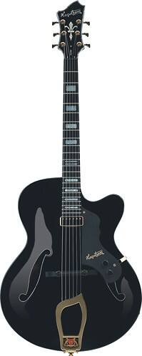 Front Standard. Hagstrom - Vintage Series Jazz 6-String Full-Size Electric Guitar - Black.