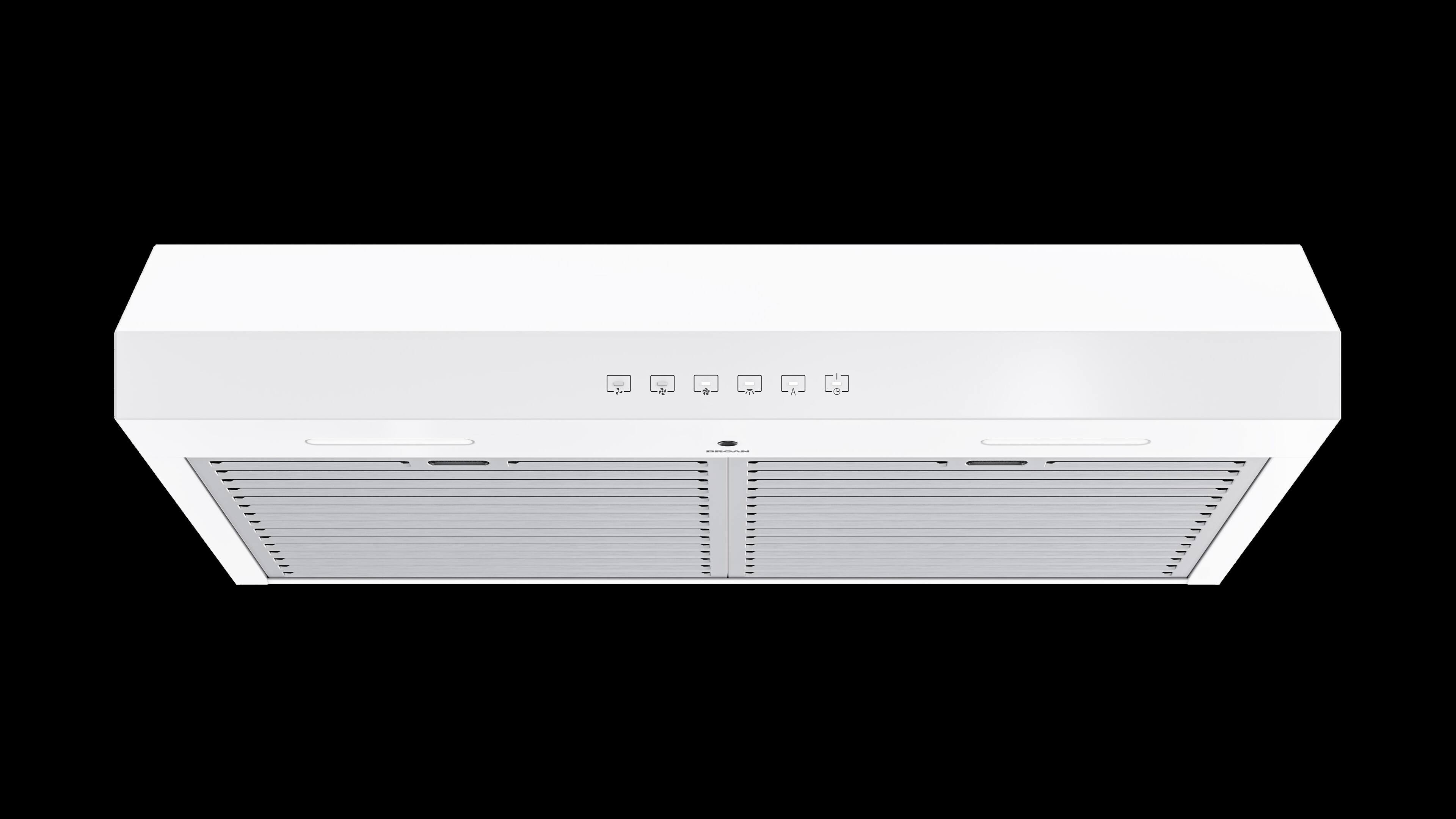 Alt View 2. Broan - Glacier 30-Inch 490 MAX Blower CFM 1.0 Sones White Range Hood - White.