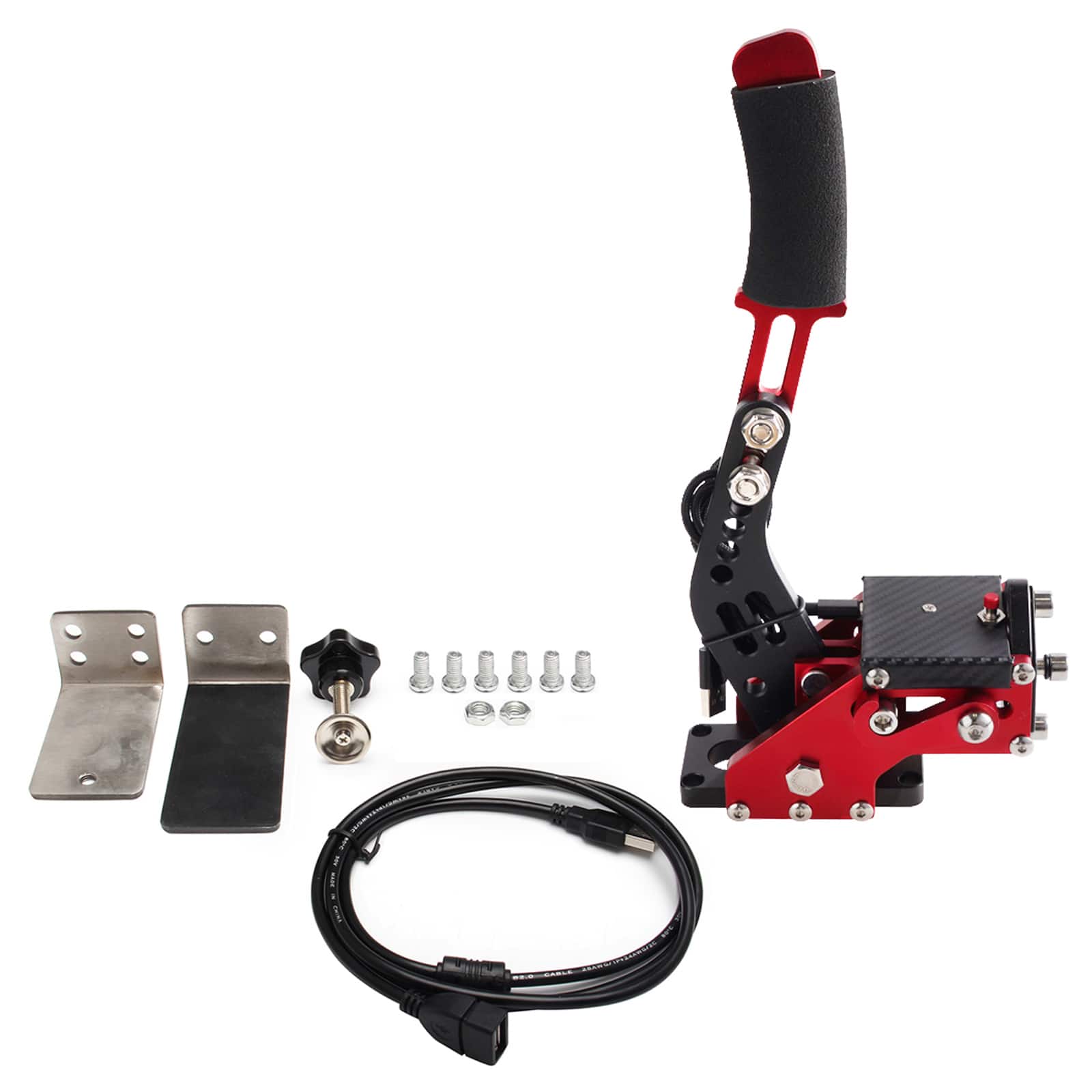 Topteng - 14Bit USB Handbrake for Logitech G29 - PS4/PS5 & PC Compatible, Plug & Play, Hall Sensor, Adjustable Height - Red