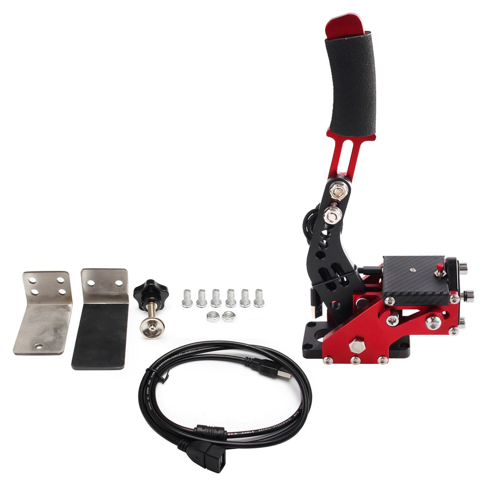 Front. Topteng - 14Bit USB Handbrake for Logitech G29 - PS4/PS5 & PC Compatible, Plug & Play, Hall Sensor, Adjustable Height - Red.