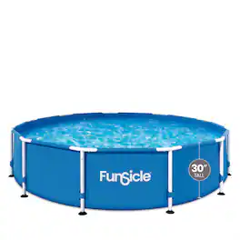 Funsicle - 12' x 30" Outdoor Activity Round Frame Above Ground Swimming Pool Set - Blue