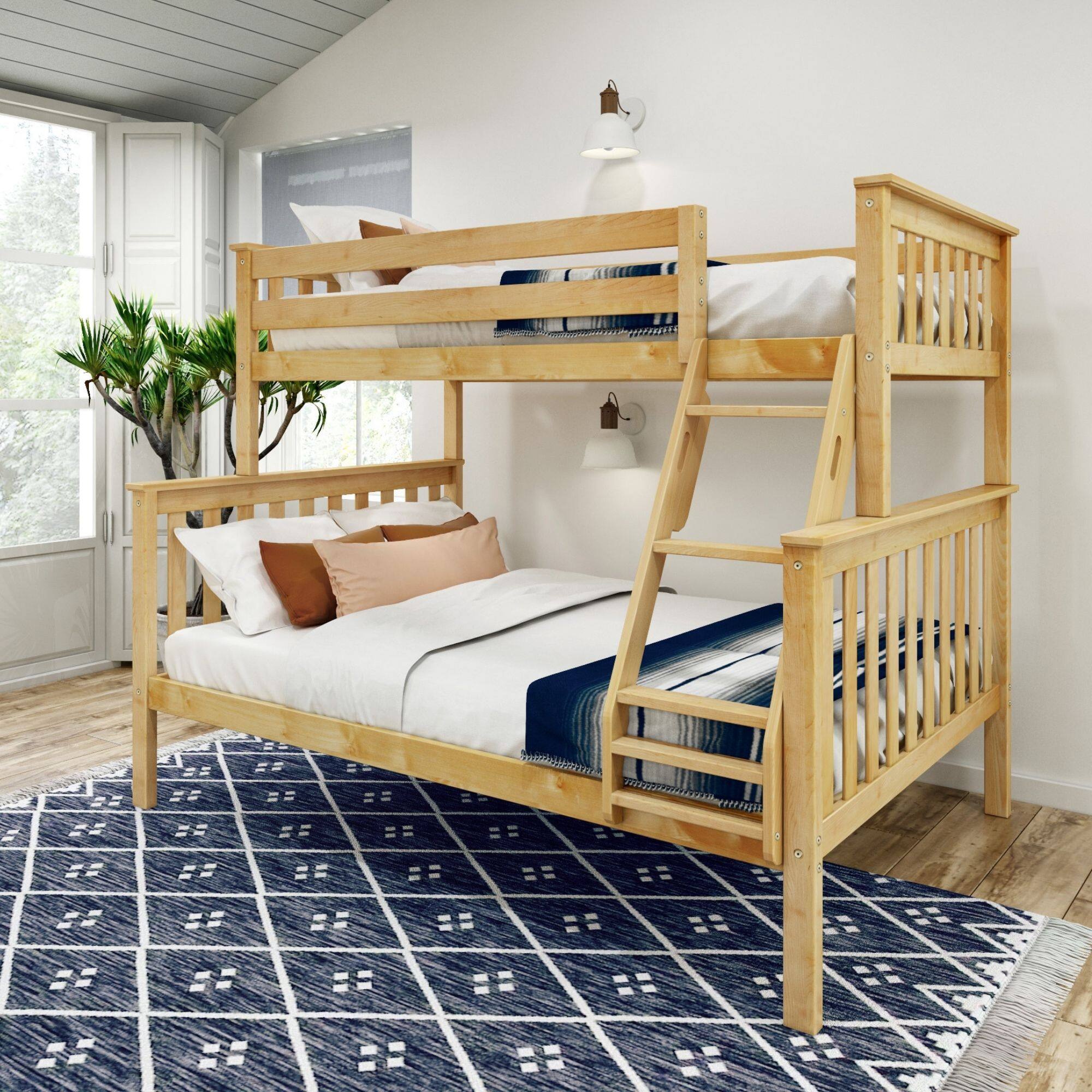 Front. Plank+Beam - Classic Twin over Full Bunk Bed, Natural - Natural.